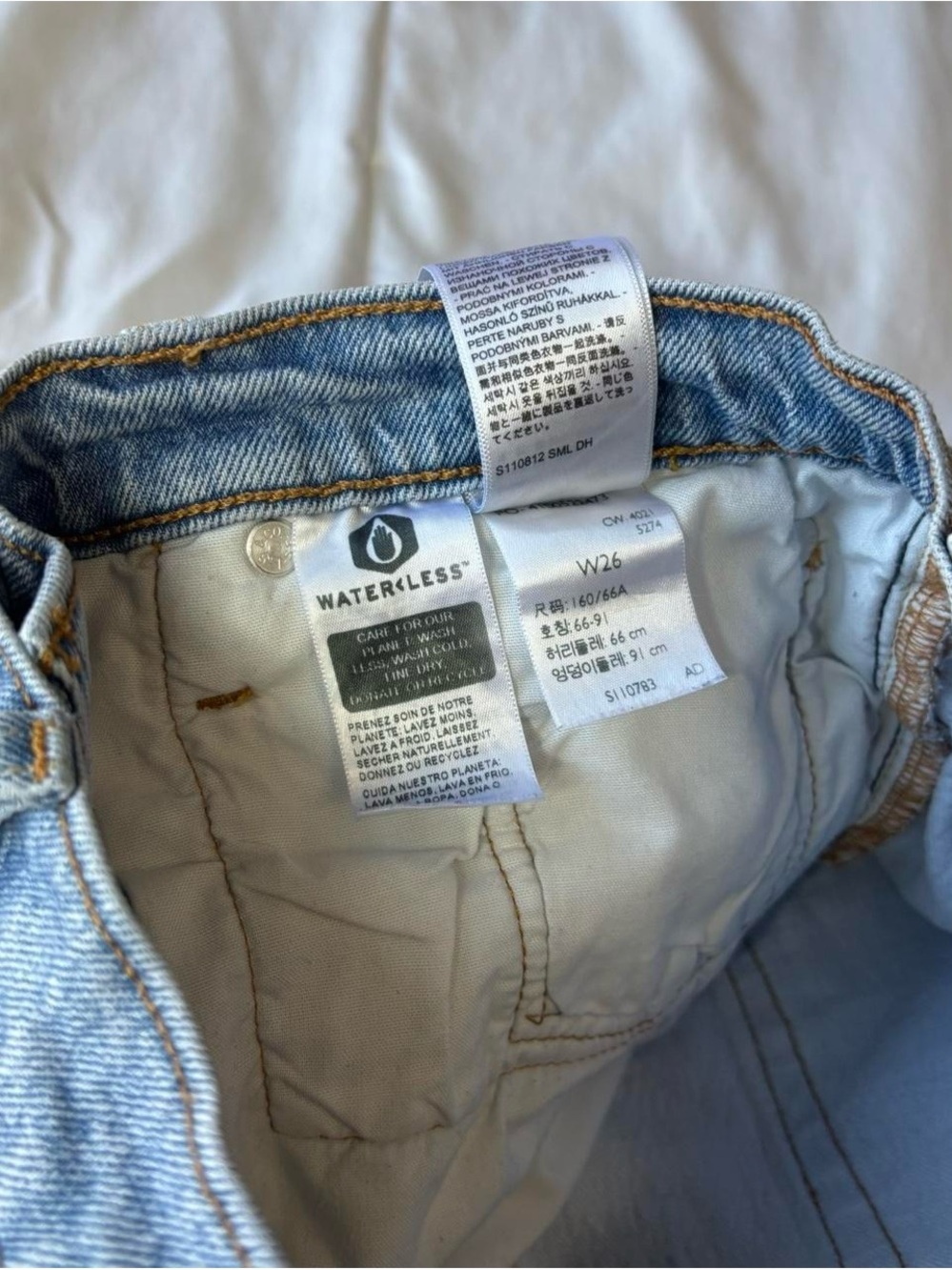 Levi's Two-Tone Cutoff Denim Shorts - Light Blue & Medium Blue - Picture 6 of 7